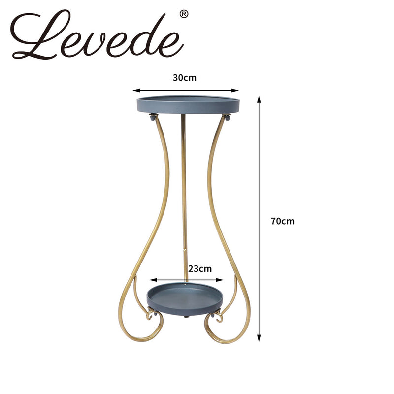 Levede Plant Stand 2 Tiers Outdoor Indoor Metal Flower Pots Rack Garden Shelf