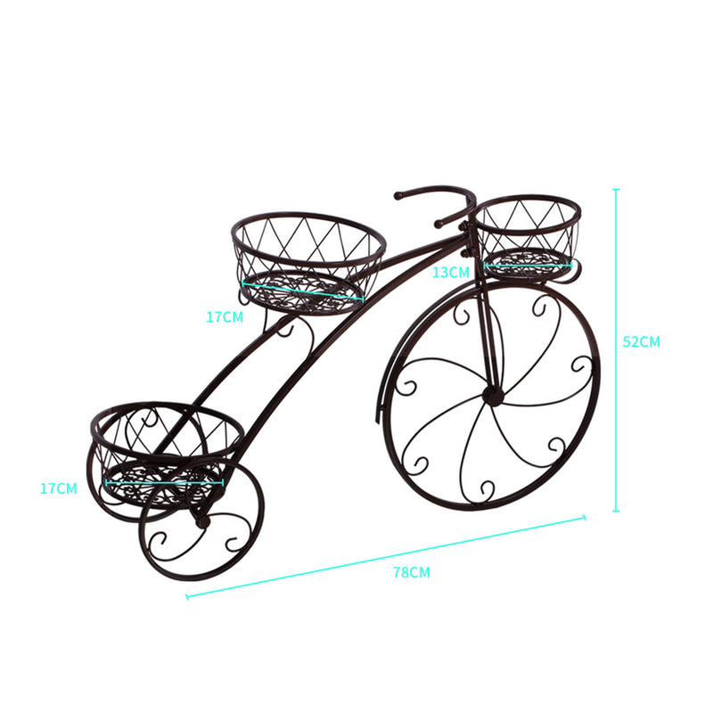 2x Plant Stand Outdoor Indoor Pot Garden Decor Flower Rack Wrought Iron Bicycles