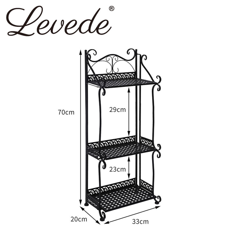 Levede Plant Stand 3 Tiers Outdoor Indoor Metal Flower Pots Rack Garden Shelf