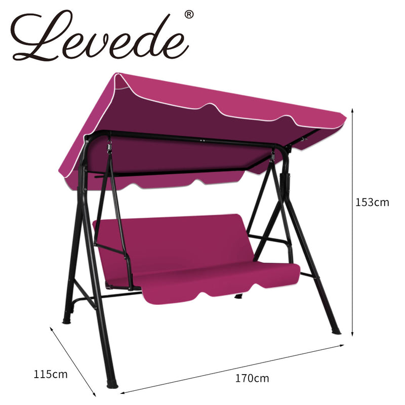 Levede Swing Chair Hammock Outdoor Furniture Garden Canopy Cushion Bench Red