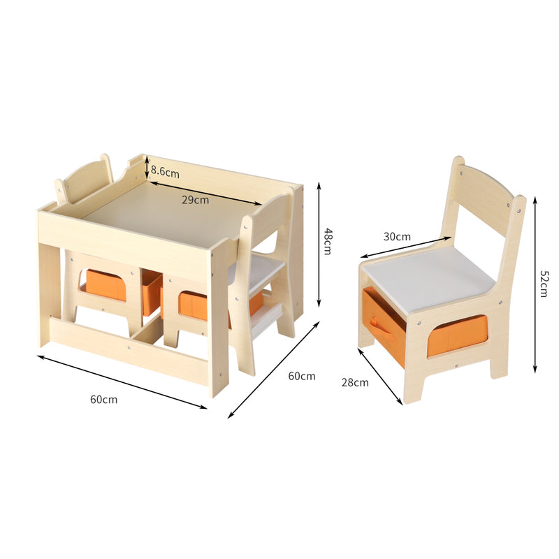 BoPeep Kids Table and Chairs Set Storage Box Toys Play Desk Wooden Study