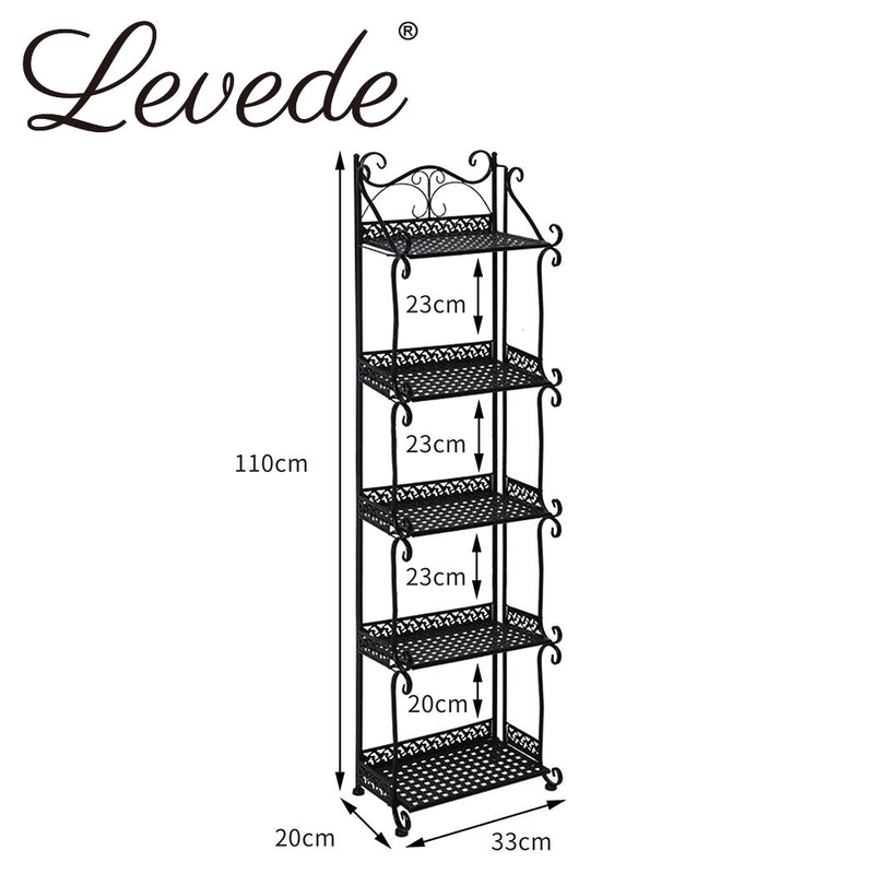 Levede Plant Stand 5 Tiers Outdoor Indoor Metal Flower Pots Rack Garden Shelf