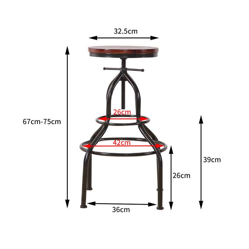 Levede 4x Industrial Bar Stools Kitchen Stool Wooden Barstools Swivel Chair