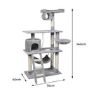 Cat Tree Beastie Scratching Post Pet Scratcher Condo Tower 140cm Grey