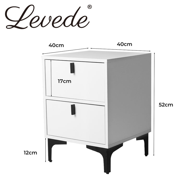 Levede Bedside Tables Side Table Bedroom Nightstand 2 Drawers Storage Cabinet