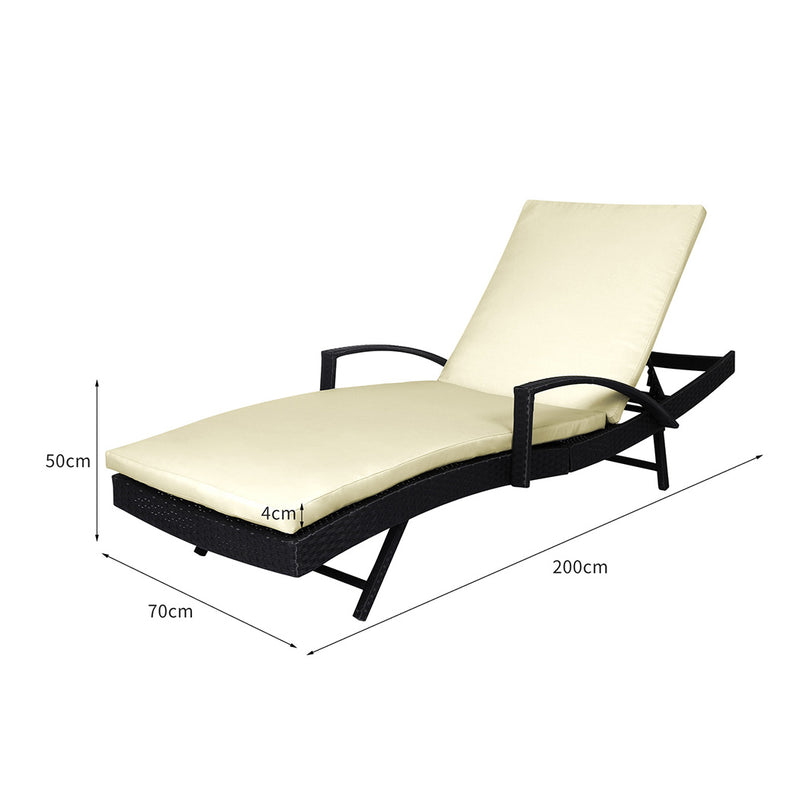 Levede Outdoor Sun Lounger Furniture Wicker Lounge Garden Patio Bed Cushion Pool