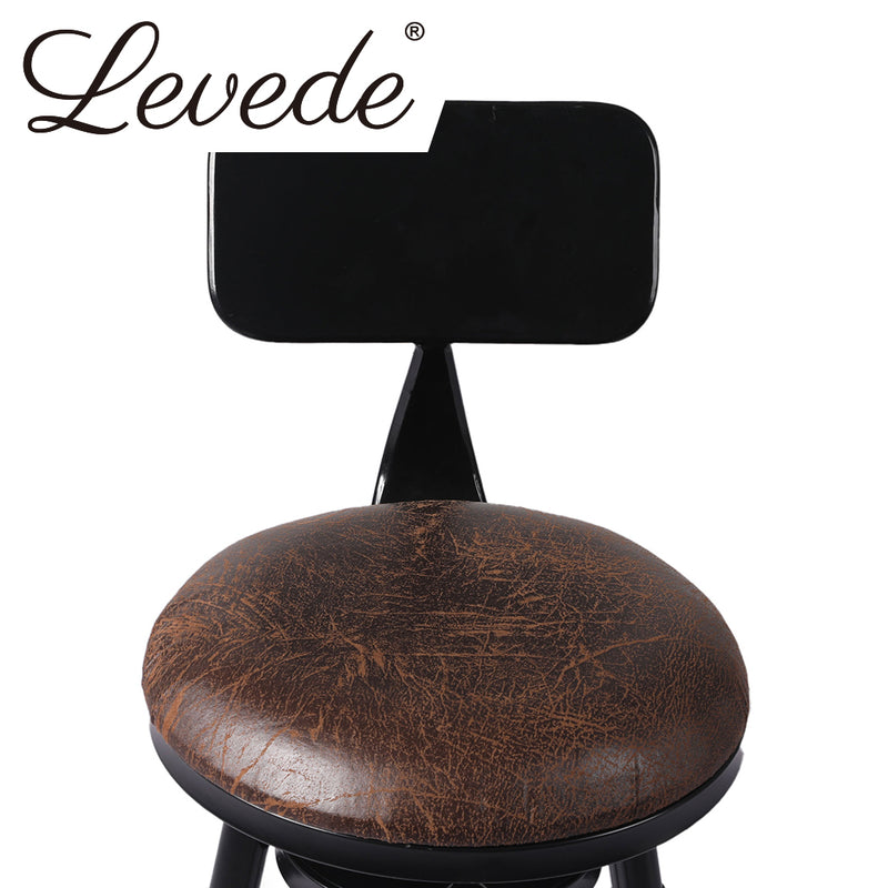 Levede 2x Industrial Bar Stools Kitchen Stool PU Leather Barstools Chairs