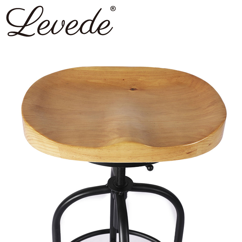 Levede Industrial Bar Stools Kitchen Stool Wooden Barstools Swivel Vintage Chair