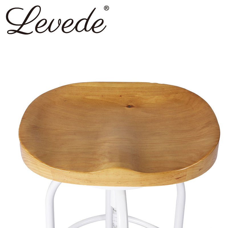 Levede Industrial Bar Stools Kitchen Stool Wooden Barstools Swivel Chair White