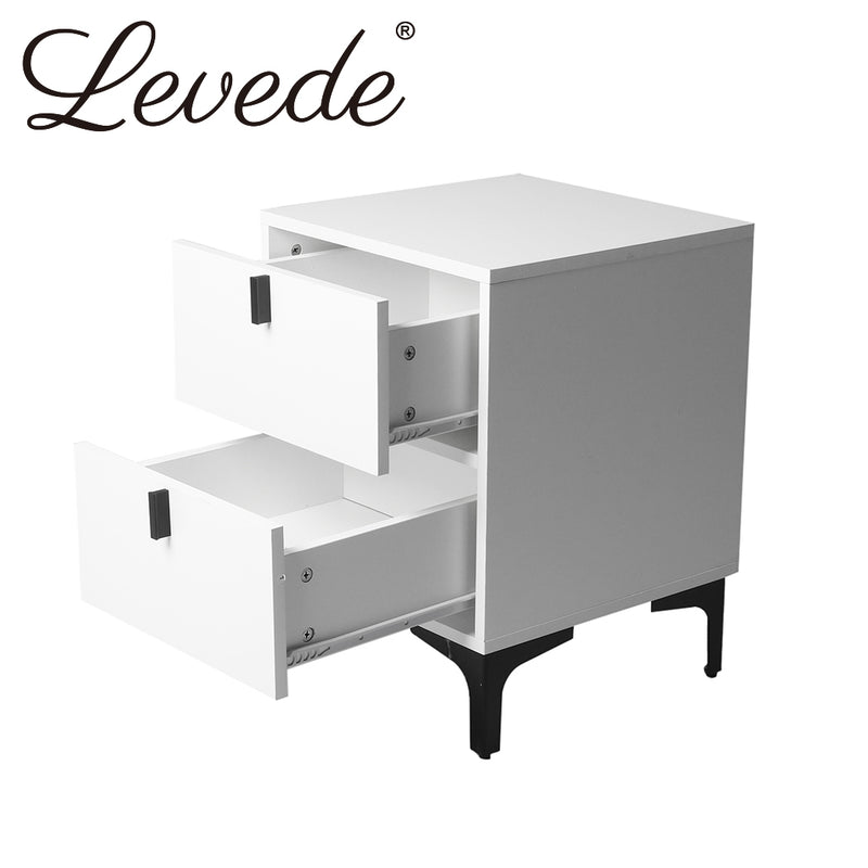 Levede Bedside Tables Side Table Bedroom Nightstand 2 Drawers Storage Cabinet