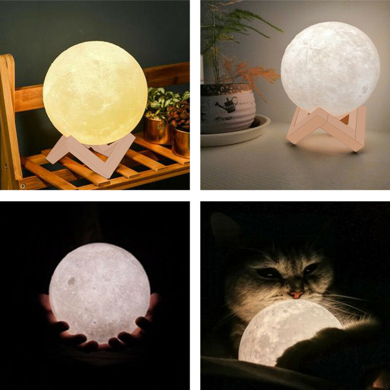 3D Magical Moon Lamp USB LED Night Light Moonlight Touch Sensor 20cm Diameter