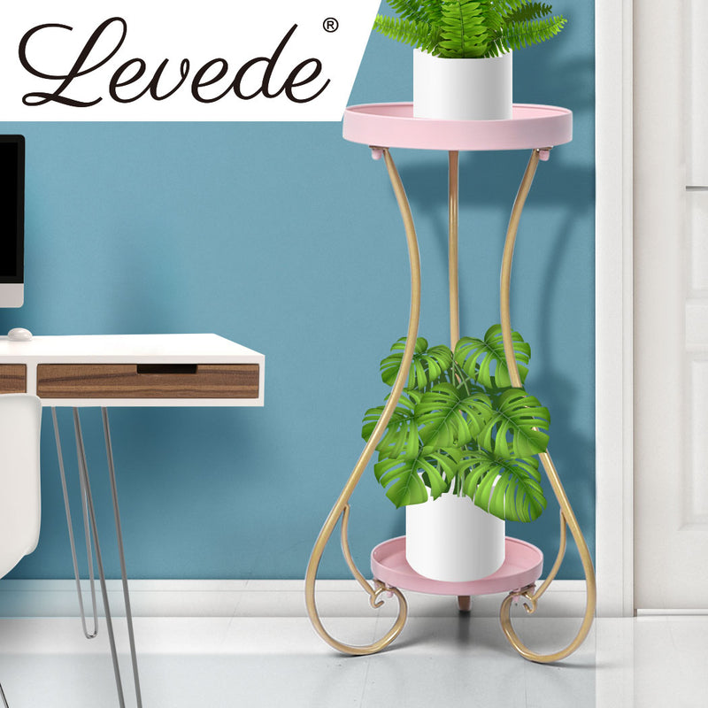 Levede Plant Stand 2 Tiers Outdoor Indoor Metal Flower Pots Rack Garden Shelf