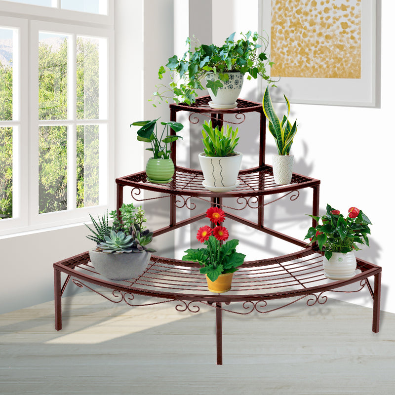 Levede Plant Stand Outdoor Indoor Metal Flower Pots Rack Corner Planter Shelf