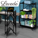 Levede Foldable Storage Shelf Display Rack Bookshelf Bookcase Wheel Collapsible
