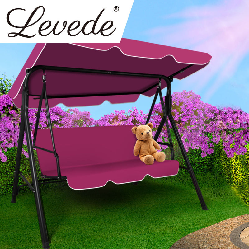 Levede Swing Chair Hammock Outdoor Furniture Garden Canopy Cushion Bench Red