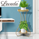 Levede Plant Stand 2 Tiers Outdoor Indoor Metal Flower Pots Rack Garden Shelf