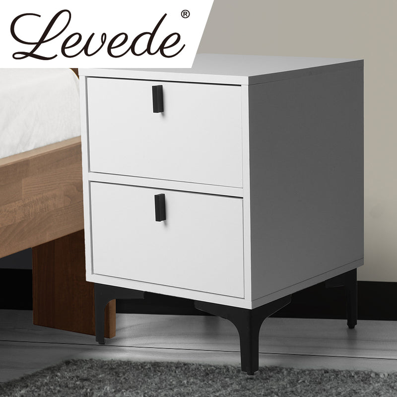 Levede Bedside Tables Side Table Bedroom Nightstand 2 Drawers Storage Cabinet