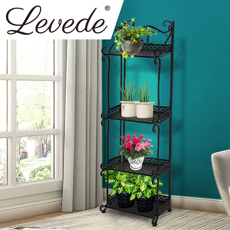 Levede Plant Stand 4 Tiers Outdoor Indoor Metal Flower Pots Rack Garden Shelf