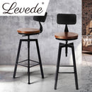 Levede 4x Industrial Bar Stools Chairs Kitchen Stool Wooden Barstools Swivel