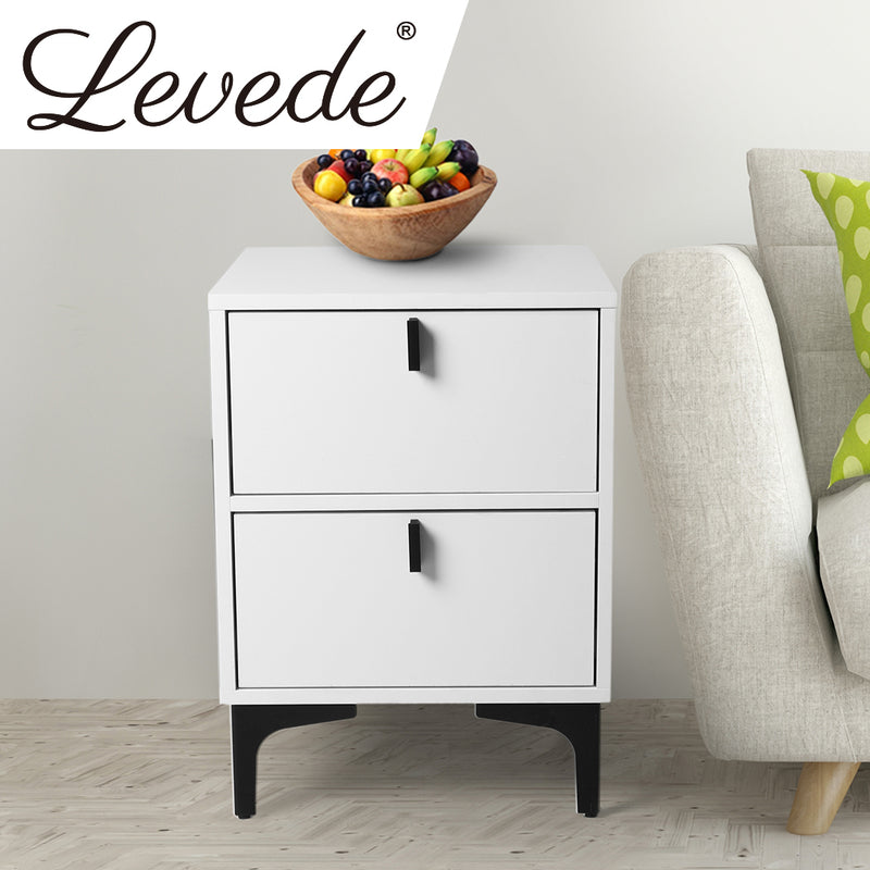 Levede Bedside Tables Side Table Bedroom Nightstand 2 Drawers Storage Cabinet