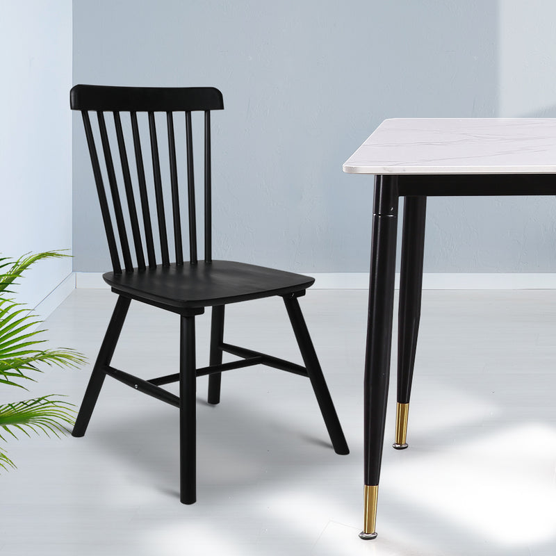 Set of 2 Dining Chairs Side Chair Replica Kitchen Wood Furniture Black