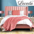Levede Bed Frame Velvet Base Bedhead Headboard Queen Size Wooden Platform Pink