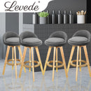 4x Levede Fabric Swivel Bar Stool Kitchen Stool Dining Chair Barstools Grey