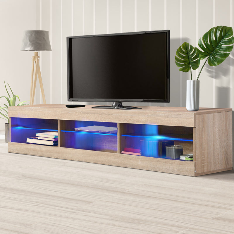 Levede TV Cabinet LED Entertainment Unit Storage Stand Cabinets Modern Wood Oak