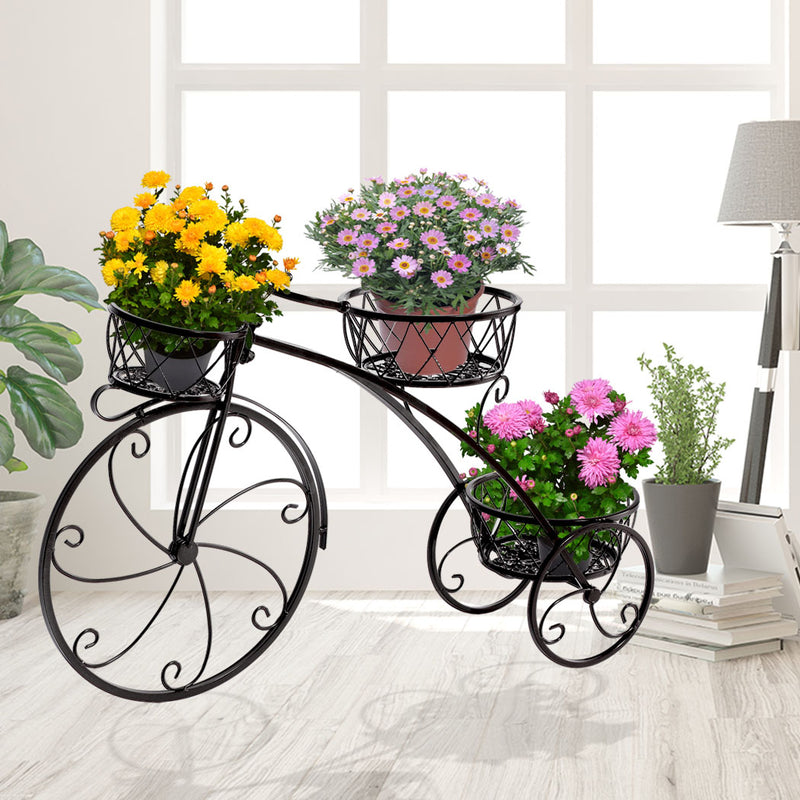 2x Plant Stand Outdoor Indoor Pot Garden Decor Flower Rack Wrought Iron Bicycles