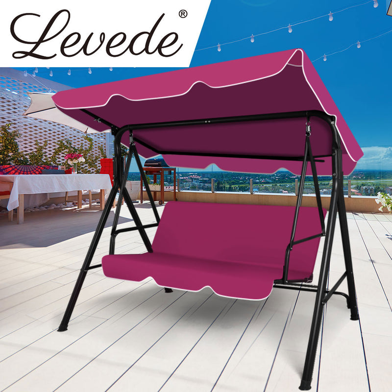 Levede Swing Chair Hammock Outdoor Furniture Garden Canopy Cushion Bench Red