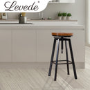 Levede Industrial Bar Stools Kitchen Stool Wooden Barstools Swivel Chair Vintage
