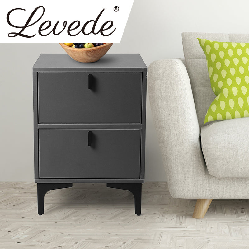 Levede Bedside Tables Side Table Bedroom Nightstand 2 Drawers Storage Cabinet