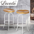 Levede Industrial Bar Stools Kitchen Stool Wooden Barstools Swivel Chair White