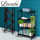Levede Foldable Storage Shelf Display Rack Bookshelf Bookcase Wheel Collapsible