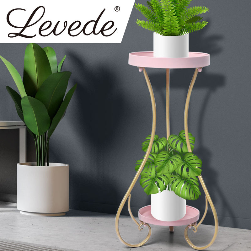 Levede Plant Stand 2 Tiers Outdoor Indoor Metal Flower Pots Rack Garden Shelf