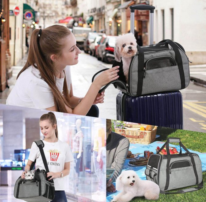 Light Weight Soft Sided Foldable Durable Polyester Pet Carrier Bag