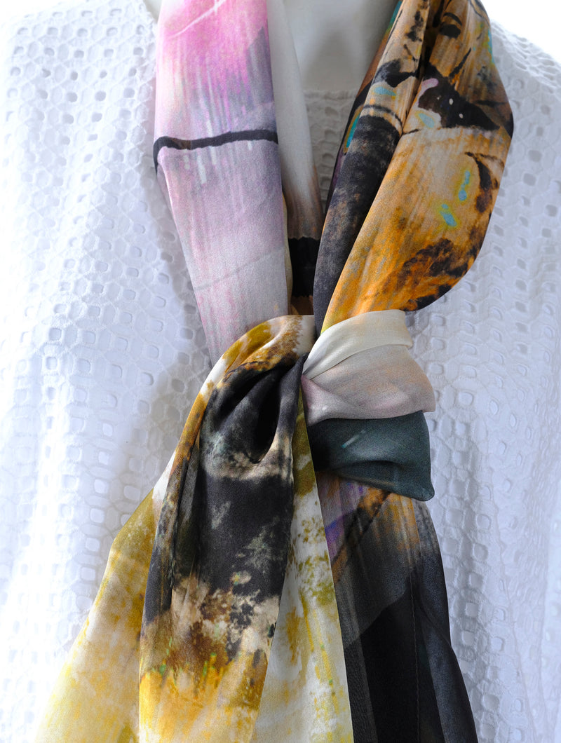 Silk Chiffon Scarf Sax