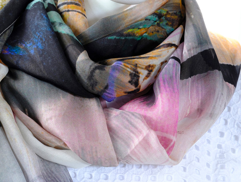 Silk Chiffon Scarf Sax