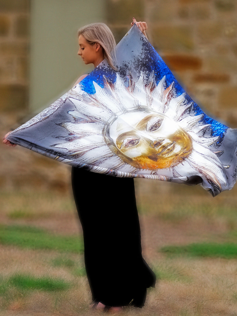 Silk Twill Scarf Face in the Sun