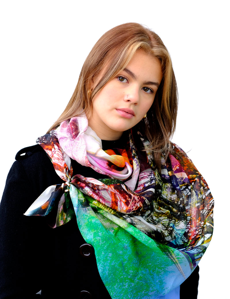 Silk Chiffon Scarf Paris Montage