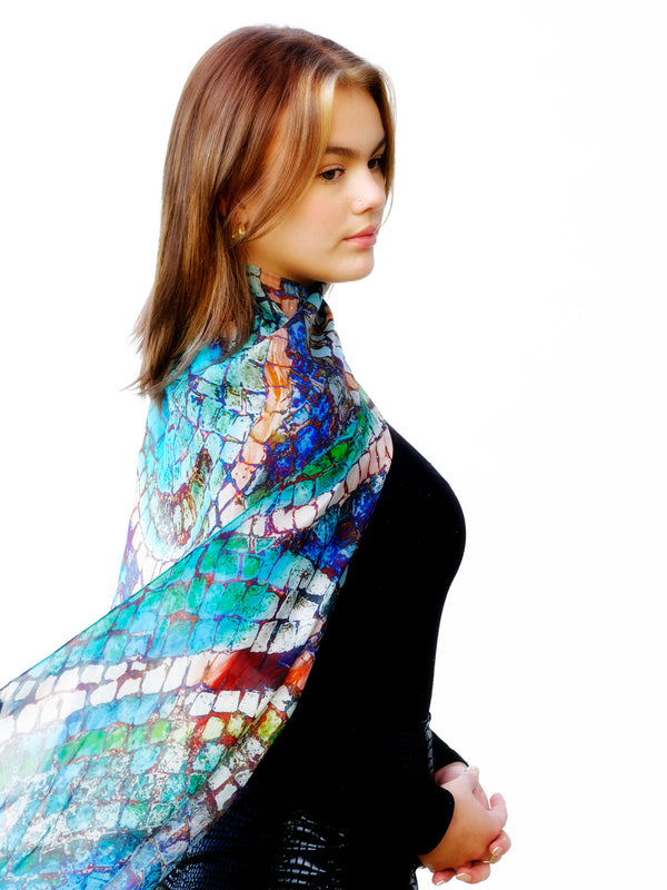 Silk Chiffon Scarf Dolphin