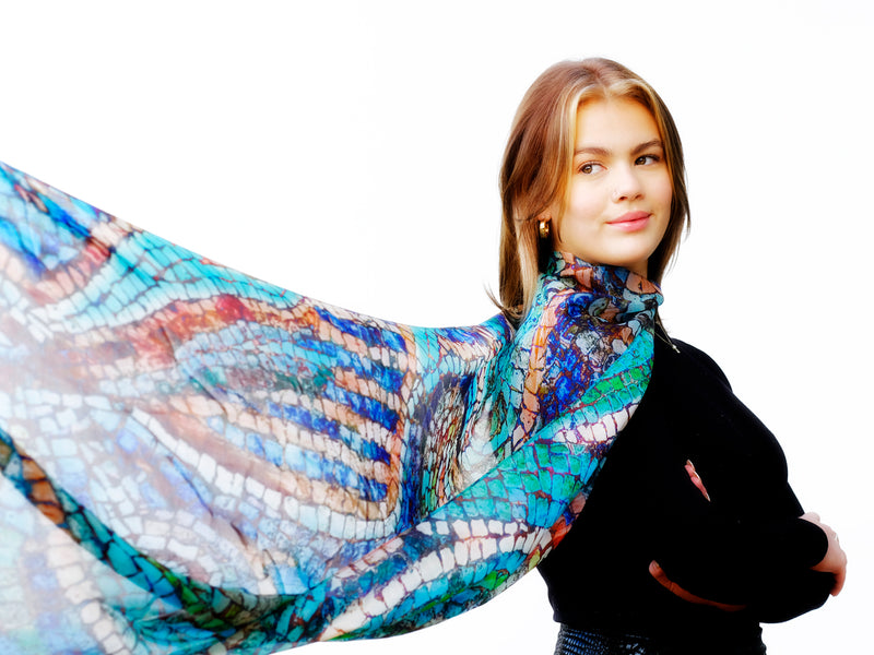 Silk Chiffon Scarf Dolphin